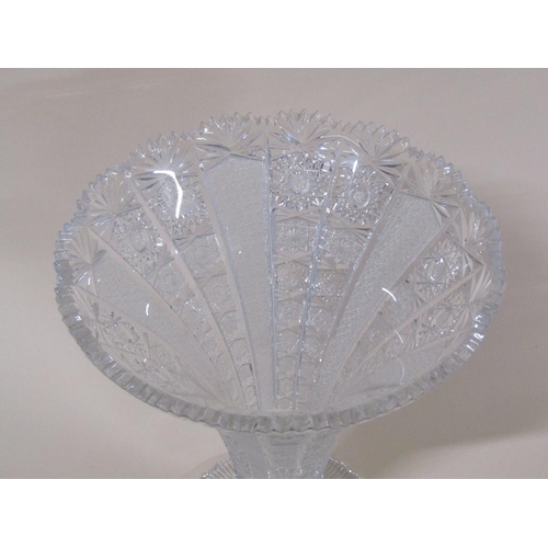 161 - A Bohemian crystal vase, star cut with circular base and trumpet bowl, 32cm h.