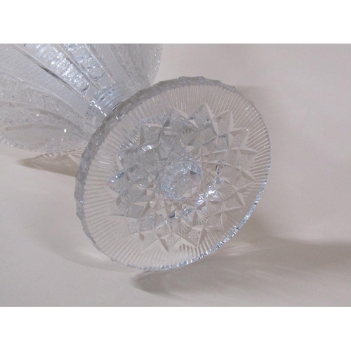 161 - A Bohemian crystal vase, star cut with circular base and trumpet bowl, 32cm h.