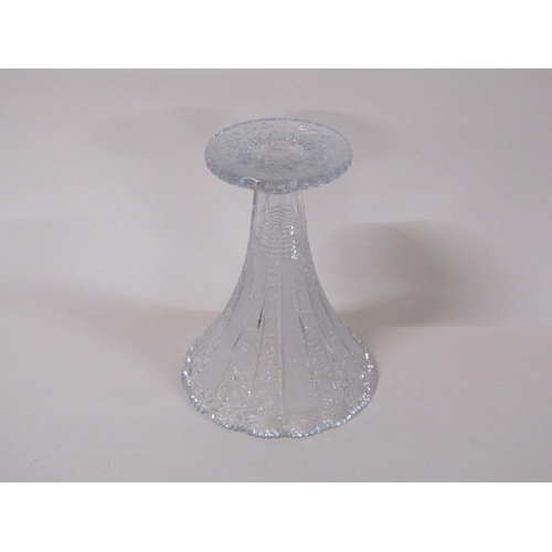 161 - A Bohemian crystal vase, star cut with circular base and trumpet bowl, 32cm h.