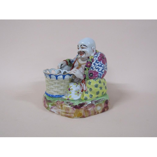 175 - A 19c Chinese porcelain figurative incense burner in the form of Hotei, 17cm h.