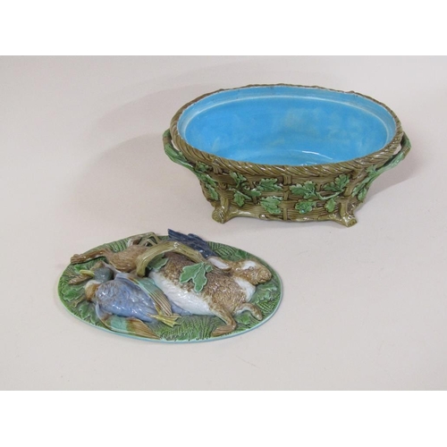 177 - A 19c Mintons game tureen and cover, the lid decorated with hare, duck and rook, impressed marks to ... 