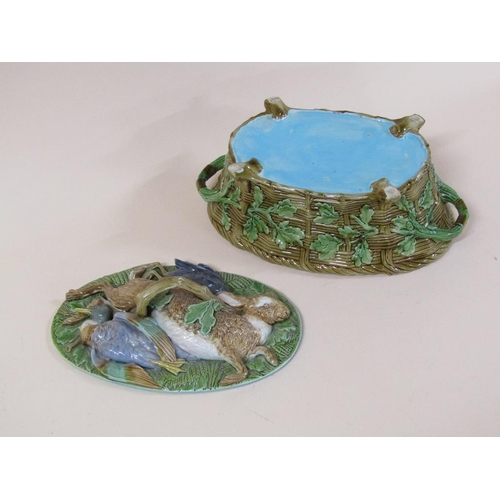 177 - A 19c Mintons game tureen and cover, the lid decorated with hare, duck and rook, impressed marks to ... 