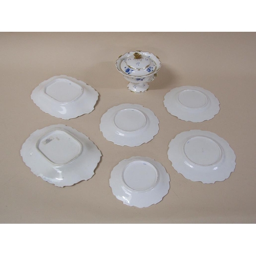 181 - A 19c H & R Daniels part service comprising three plates, 22cm diam, two serving dishes, 29cm w, one... 