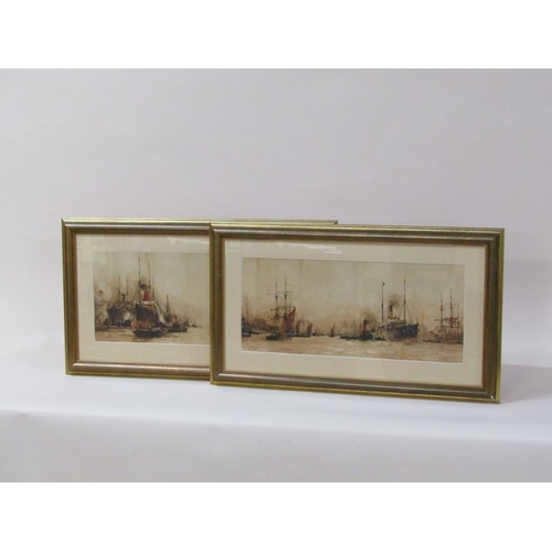 206 - Charles Dixon 09 - Pair, The lower pool & Above Greenwich, both framed and glazed prints, 25.5cm x 6... 