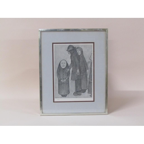 208 - L.S Lowry 1968 - Family discussion, limited edition print 686/850, framed and glazed, 37cm x 24cm.