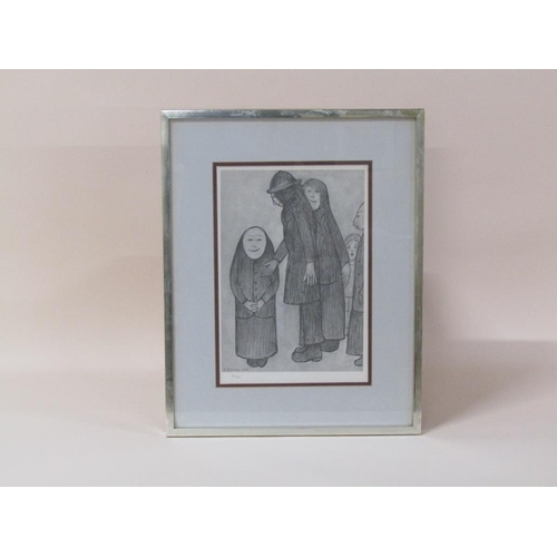 208 - L.S Lowry 1968 - Family discussion, limited edition print 686/850, framed and glazed, 37cm x 24cm.