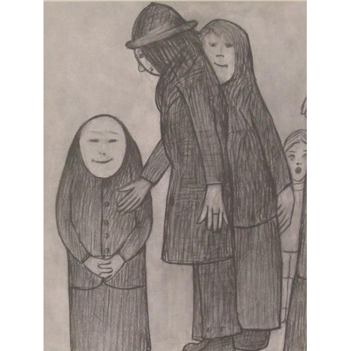 208 - L.S Lowry 1968 - Family discussion, limited edition print 686/850, framed and glazed, 37cm x 24cm.