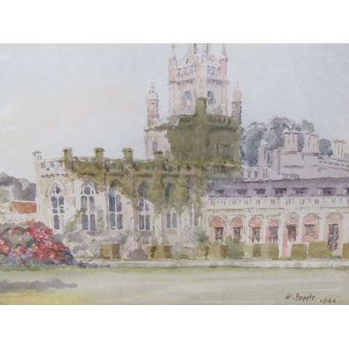 220 - E Popple 1944 - Ashridge, signed and dated 1944, watercolour, framed and glazed, 16.5cm x 26cm.