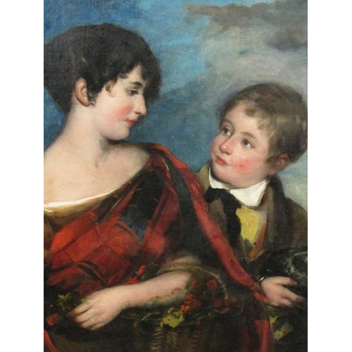 227 - Attributed to the school of Sir Henry Raeburn - A girl and boy in the Scottish Highlands, possibly S... 