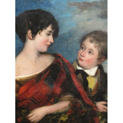 227 - Attributed to the school of Sir Henry Raeburn - A girl and boy in the Scottish Highlands, possibly S... 