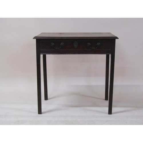 259 - A George III mahogany side table, fitted one long drawer supported on chamfered and reeded straight ... 