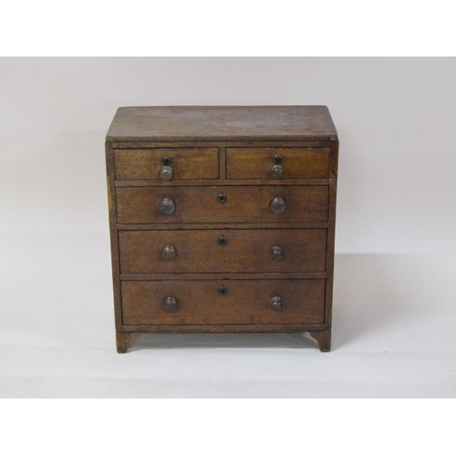 269 - A 19c mahogany small chest of two short and three long drawers on bracket feet, 47cm w, 50cm h.