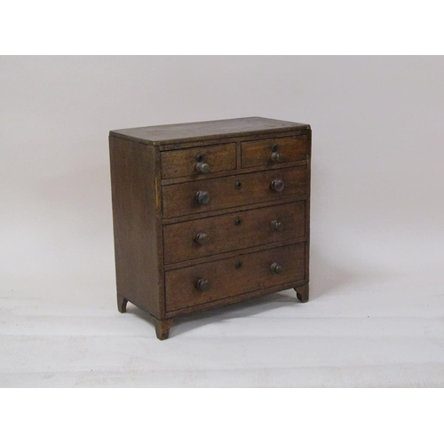 269 - A 19c mahogany small chest of two short and three long drawers on bracket feet, 47cm w, 50cm h.