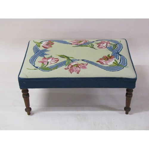 271 - A large 19c upholstered stool, 91cm w, 42cm.