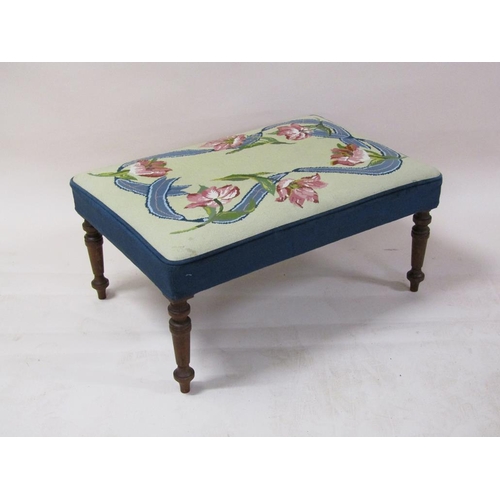 271 - A large 19c upholstered stool, 91cm w, 42cm.