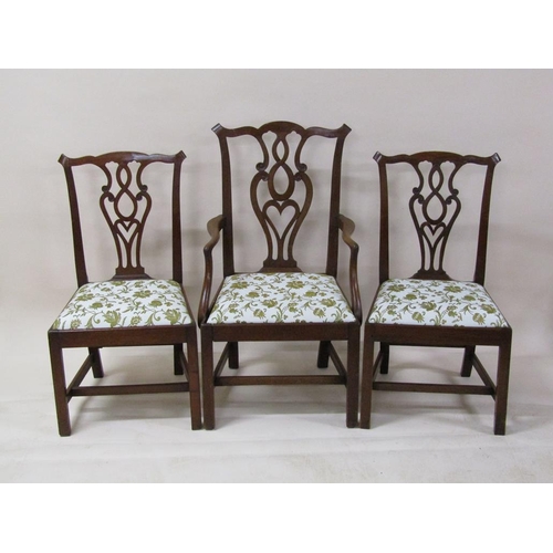 272 - A set of six (5+1) Georgian style mahogany dining chairs with pierced vase splats, wavy top rails, u... 