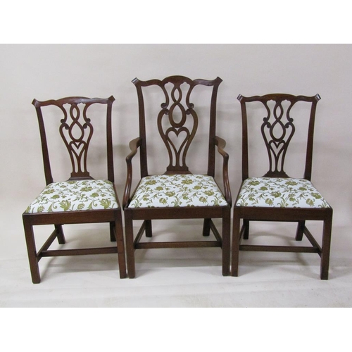 272 - A set of six (5+1) Georgian style mahogany dining chairs with pierced vase splats, wavy top rails, u... 