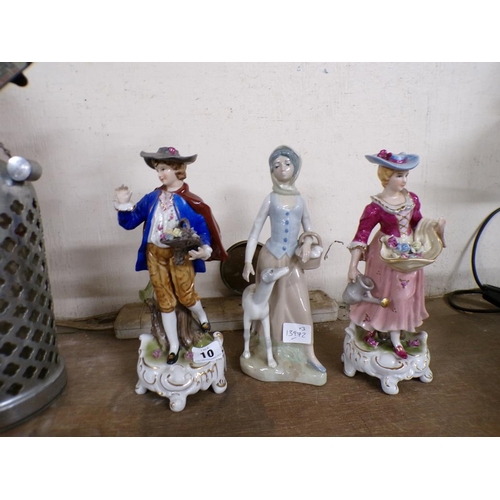 10 - THREE CONTINENTAL PORCELAIN FIGURES