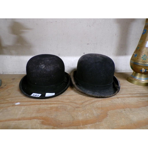 107 - TWO VINTAGE BOWLER HATS