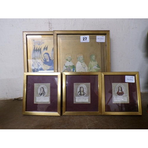 27 - RELIGIOUS PRINTS AND ANTIQUE ENGRAVINGS