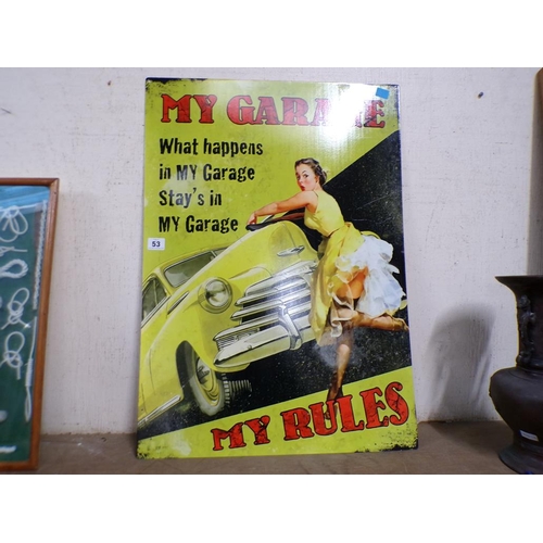 53 - REPRODUCTION TIN GARAGE SIGN