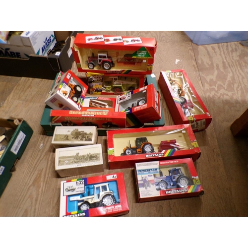 141 - BOX OF BRITAINS MODELS AND TRACTORS