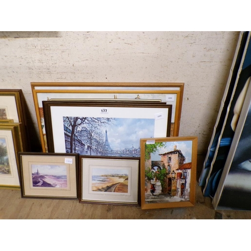 177 - FRAMED PRINTS AND AN OIL