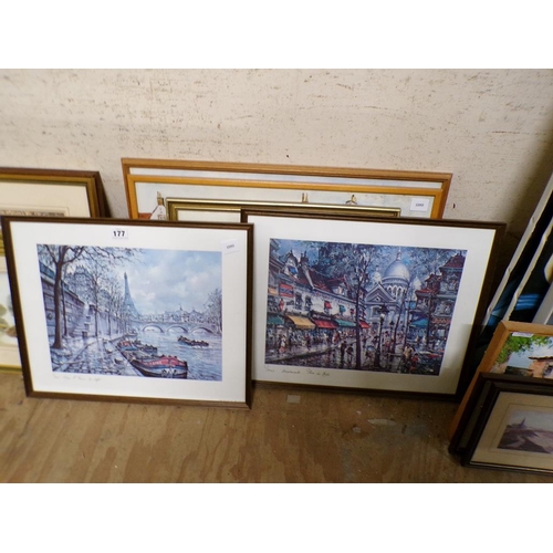 177 - FRAMED PRINTS AND AN OIL