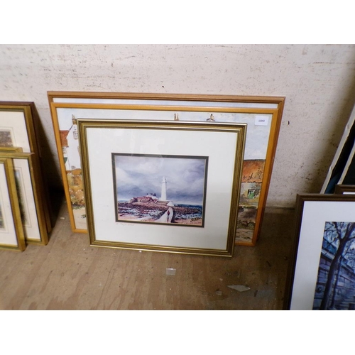 177 - FRAMED PRINTS AND AN OIL