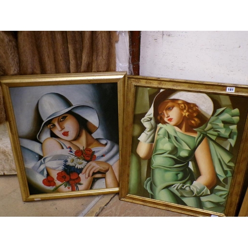 181 - TWO FRAMED ART DECO STYLE PORTRAITS