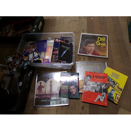 212 - TWO BOXES OF MIXED RECORDS, PHOTOGRAPHS ETC.