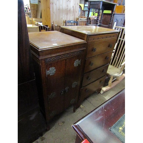 816 - GRAMAPHONE CABINET AND A CHEST OF DRAWERS