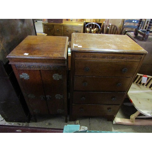 816 - GRAMAPHONE CABINET AND A CHEST OF DRAWERS