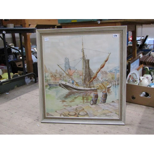 179 - FRAMED WATERCOLOUR HARVEST SCENE