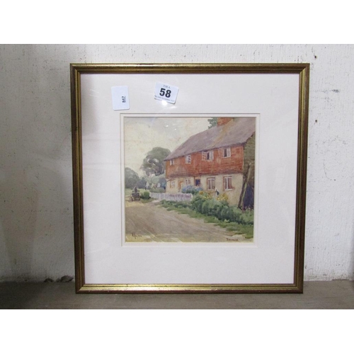 58 - FRAMED WATERCOLOUR OF A RURAL COTTAGE