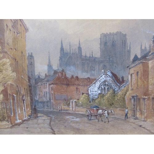 1202 - SIGNED INDISTINCTLY - YORKMINSTER, WATERCOLOUR, F/G, 14CM X 19CM