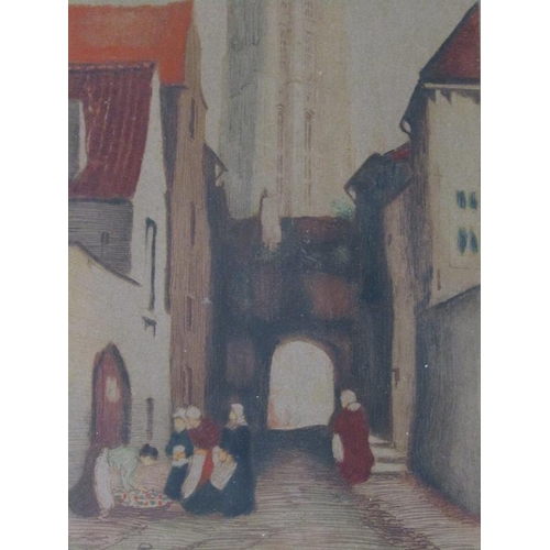 1207 - DAVID DONALD 1895/1925 - ORIGINAL COLOURED ETCHING , ST. ROMBAUD CATHEDRAL, MALINES BELGUIM, F/G, 32... 