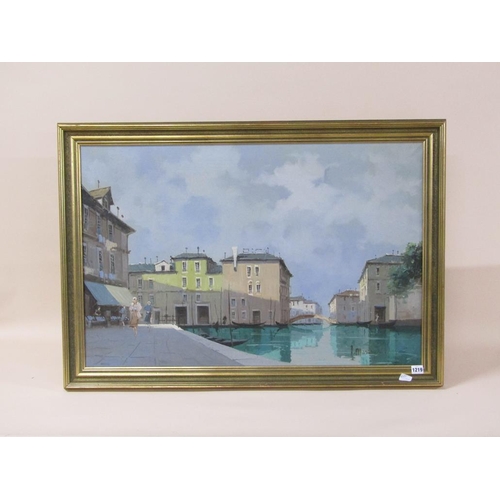 1219 - A. MAWIGNON ? - VENETIAN CANAL SCENE, SIGNED OIL ON CANVAS, FRAMED, 60CM X 90CM