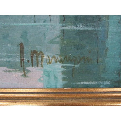 1219 - A. MAWIGNON ? - VENETIAN CANAL SCENE, SIGNED OIL ON CANVAS, FRAMED, 60CM X 90CM