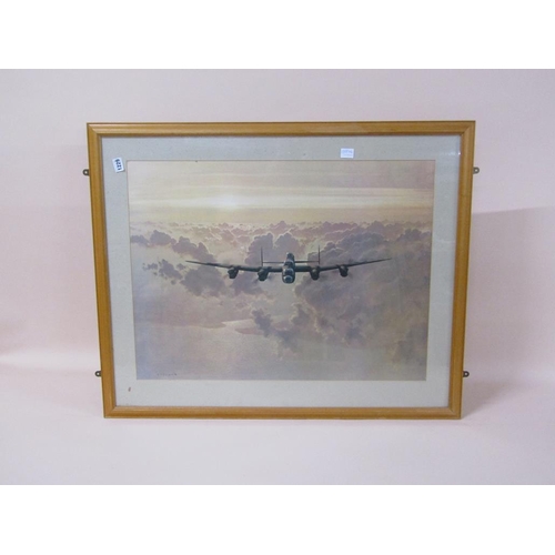 1229 - COULSON - LANCASTER BOMBER, A COLOURED PRINT, F/G, 56CM X 76CM