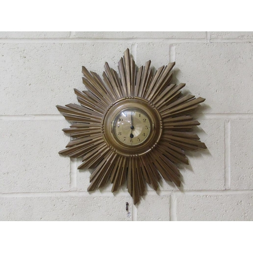 1232 - GILTWOOD SUNBURST WALL CLOCK