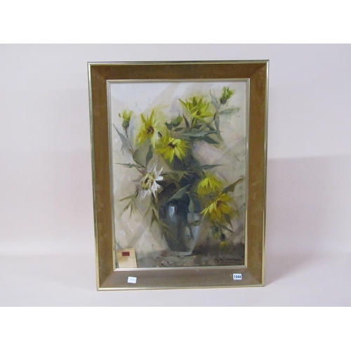 1244 - GIORDANI GRIMANI - VASE OF FLOWERS, OILON CANVAS, SIGNED, FRAMED, 70CM X 50CM