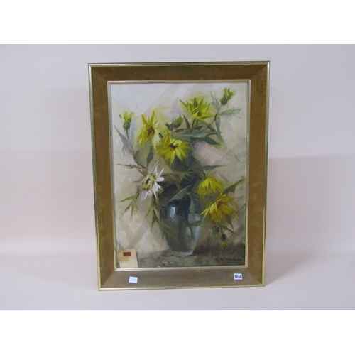 1244 - GIORDANI GRIMANI - VASE OF FLOWERS, OILON CANVAS, SIGNED, FRAMED, 70CM X 50CM