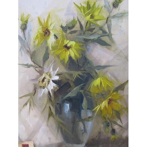 1244 - GIORDANI GRIMANI - VASE OF FLOWERS, OILON CANVAS, SIGNED, FRAMED, 70CM X 50CM