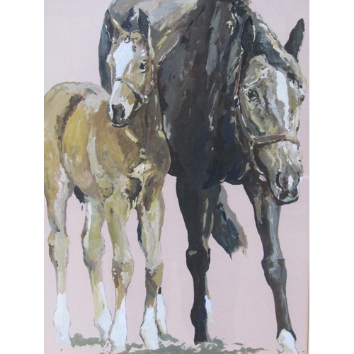 1245 - TREVOR TAYLOR 1997 - MARE AND FOAL, SIGNED WATERCOLOUR, F/G, 54CM X 36CM