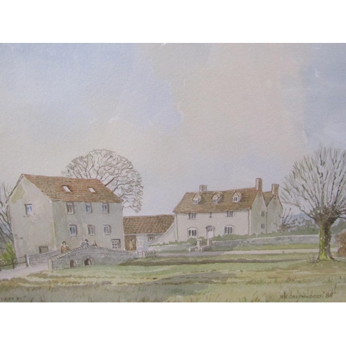 1254 - H.H GREENWOOD 88 - PAIR, CUDSTON MILL & CLIFTON HAMDEN, WATERCOLOURS, 22CM X 33CM