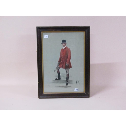 1261 - THE HUNTSMAN - FRAMED COLOURED PRINT, 49CM X 33CM