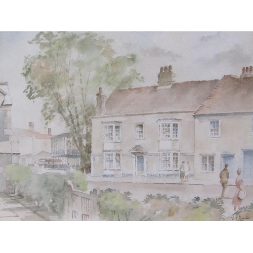 1262 - B.A BURLES 1988 - PAIR, TOWN HOUSE & THE CHURCH, SIGNED WATERCOLOURS, F/G, 28CM X 37CM