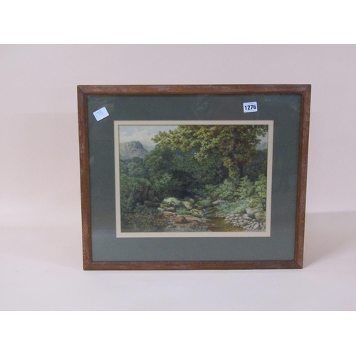 1276 - HARRY BARTON 1866 - QUIET ROCKY WOODLAND STREAM, SIGNED WATERCOLOUR, F/G, 26CM X 35CM