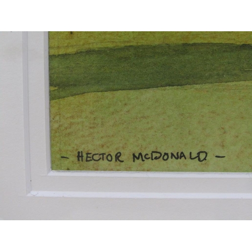 1283 - HECTER MACDONALD - GOLFING SCENE, F/G WATERCOLOUR; LANDSCAPE